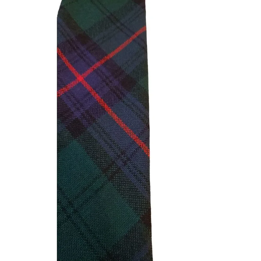 Vintage Made In Scotland 100% New Wool Tie 'Armstrong' Green Blue Plaid Neck Tie